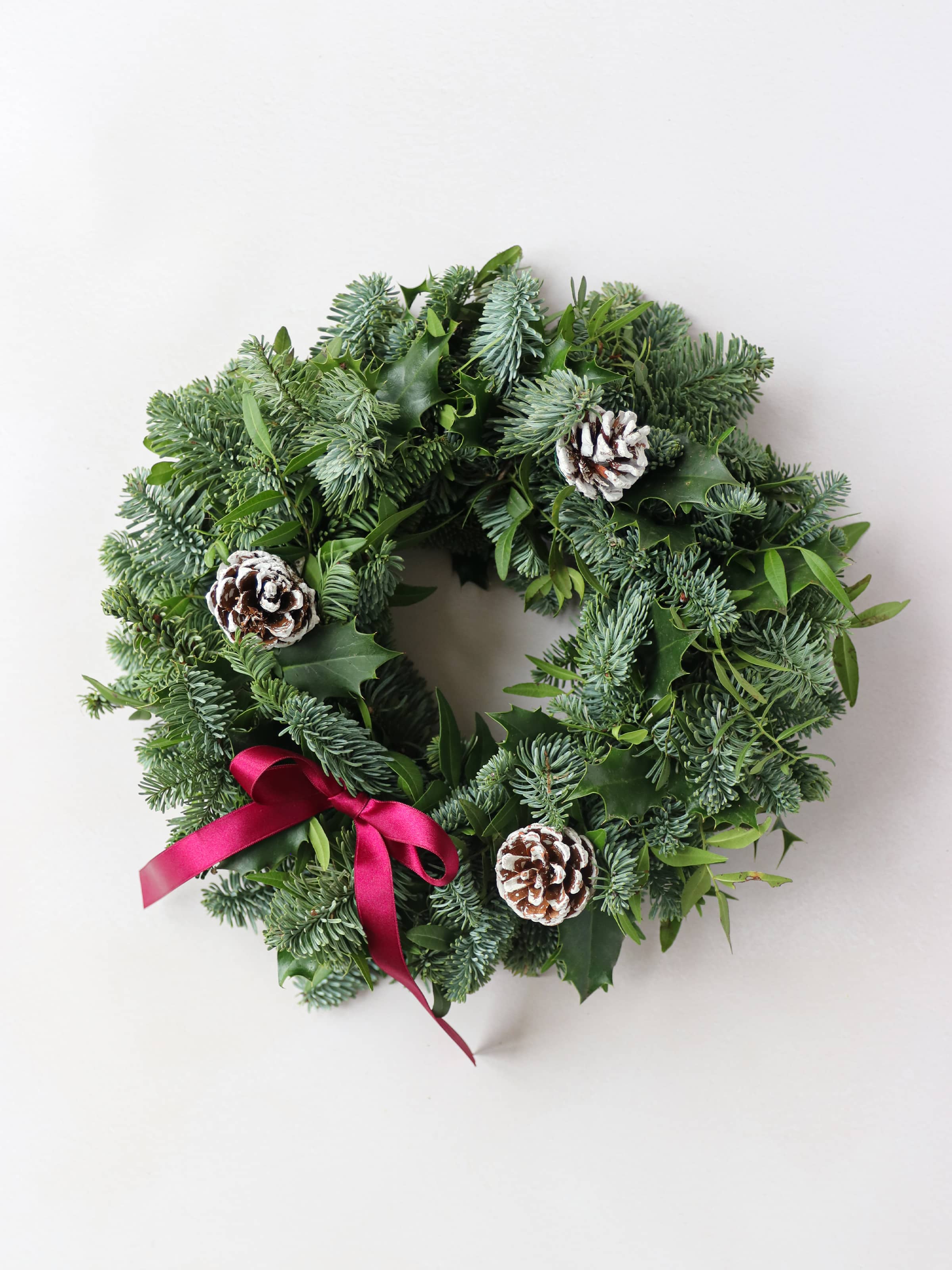 Christmas 8" Holly & Spruce Graveside Wreath