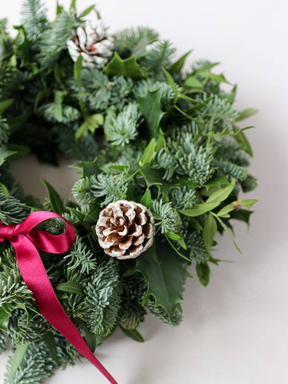 Christmas 8" Holly & Spruce Graveside Wreath